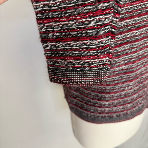 BERRETTI | Black & Red Tweed Wool Blend Knit Cardigan Sweater | Women's Medium - Picture 4 of 10